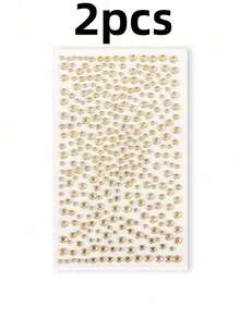 2pcs Gold Face Glitter Body Shiny 3D Rhinestone Stickers, Rave Party Makeup Accessories Rhinestone Stickers, Y2K Style Music Festival DIY Eye & Face Gems, Valentine's Day Gift - Multicolor - View 9