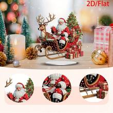 1pc 2D Acrylic Flat Santa Sleigh Pattern Acrylic Ornament, Suitable For Living Room, Office, Desk - C - View 2