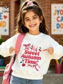 Sweet Autumn Cherries, Girly Children's Clothing With Pink Bows - White - View 1