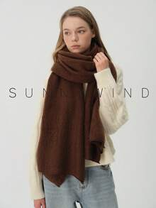 1pc Women's Solid Color Polyester Soft Skin-Friendly Warm Scarf For Daily Use - Brown - View 5