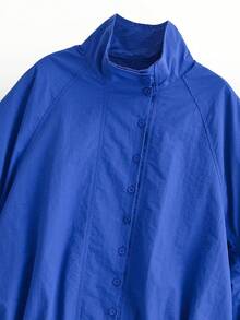 GDDYIN Women's New Autumn Klein Blue Fashion Casual Stand Collar Jacket, Drawstring Hem, Versatile Outerwear - Blue - View 8