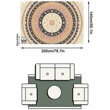 1PC Round Floral Pattern Faux Cashmere Machine Washable Area Rug, European Classical Palace Style Vintage Luxury Soft Rectangular Carpet, Living Room Bedroom Home Decor, All Season Use, Aesthetic Home Decoration - Multicolor - View 15