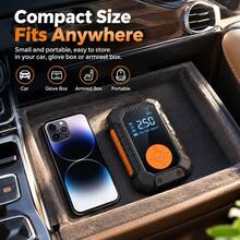 Pompa Ban Portabel, Kompresor Udara Tanpa Kabel dengan Layar Digital, 4x Pengisian Cepat, Baterai Isi Ulang & Lampu LED Darurat, Pompa Udara Elektrik untuk Mobil, Sepeda Motor, Sepeda & Bola Olahraga, Hadiah Ideal. 7.4V 2000mAh - Wireless - View 4