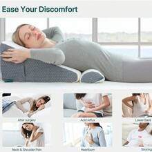 Triangle Wedge Pillow, High-Density Foam Bed Support Cushion, Ergonomic Pillow For Sleeping, Reading & Relaxing, Bedroom & Sofa Use - 1PC Triangular Pillow - Light Gray - Without Small Pillow - View 1