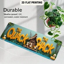 Vintage 2D Flat Sign, Content "The Quack Shack, Featuring Duck And Cottage". This Metal Plaque Is Suitable For Various Locations, Such As Home, Farm, Bathroom, Cafe, Garage, Porch And Bedroom. It Is Durable - A - View 4