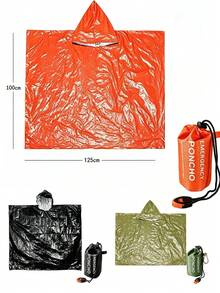 1pc Portable Raincoat, Essential For Outdoor Camping, Hiking, Windproof & Waterproof High-Quality Outdoor Adventure Emergency Gear - Multicolor - View 3
