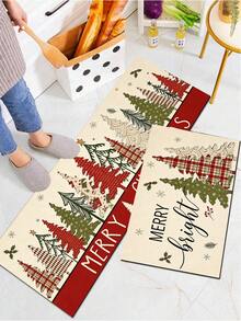 1/2 miếng thảm trang trí bếp Giáng Sinh, họa tiết cây thông Noel, thảm và miếng lót bếp mùa đông, chống trượt, có thể giặt, thấm hút, phụ kiện trang trí bếp, quà tặng lễ Giáng Sinh! - Nhiều màu - Xem 8