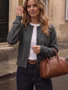 GIGOGOU Autumn/Winter Fashion Women's Knit Casual Cardigan, Soft & Comfortable Long Sleeve Sweater Jacket - Grey - View 3