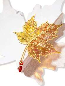 1pc Metal Leaf Bookmark, Creative Ginkgo Leaf Maple Leaf Four-Leaf Clover Artistic Vintage Style Book, Retro Bookmark, Translucent Leaf Plant Bookmark, Page Clip Gift Bookmark - Multicolor - View 6