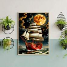 DIY 5D Diamond Painting Kit - Full Drill Round Diamonds, Boat Pattern, Home Decor Acrylic Craft Set, Frameless Creative Gift Diamond Painting Kit - View 11