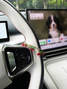 Cherry Pendant Car Steering Wheel Cover Hanging Chain, Car Interior Hanging Ornament, Steering Wheel Pendant Cherry Decoration Accessory For Women - Cherry - View 2