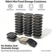 100ml Stackable Small Food Storage Containers, Mini Square Boxes Without Silicone Gasket, PP5 Stackable Spice & Snack Container, Reusable Spice & Sauce Container, Microwave Oven Dishwasher Compatible - View 8
