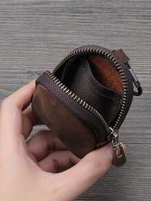 Mini Zipper Coin Purse With Curly Puppy Design (With Snap Clasp), Portable PU Leather Headphone Pouch, Small Key Card Holder, Original Coin Purse, Zipper Earphone Storage Bag, Key Pouch And Keychain Accessories - Multicolor - View 7