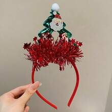 1pc Santa Claus Colorful Striped Headband, Christmas Tree Shaped Atmosphere Prop, Suitable For Holiday Party Makeup Ball Hair Accessory - Multicolor - View 8