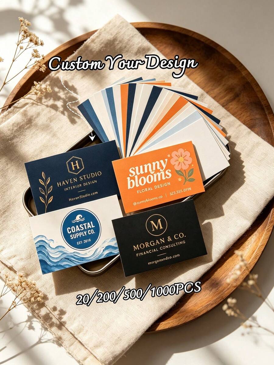 20/200/500/1000pcs Customized Double-Sided Business Cards, Personalized Business Card Printing, Customizable Your Design, Professional Printed Business Cards, Unique Brand Logo Cards, Company Brand Promotion, Corporate Events And Daily Business Use, Christmas, Special Occasions - Multicolor - View 1