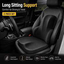 2pcs Car Seat Comfort Set, Memory Foam Lumbar Support Pillow And Ergonomic Seat Cushion, Suitable For Daily Office And Car Driving - Lumbar Support and Seat Cushion Set - View 2