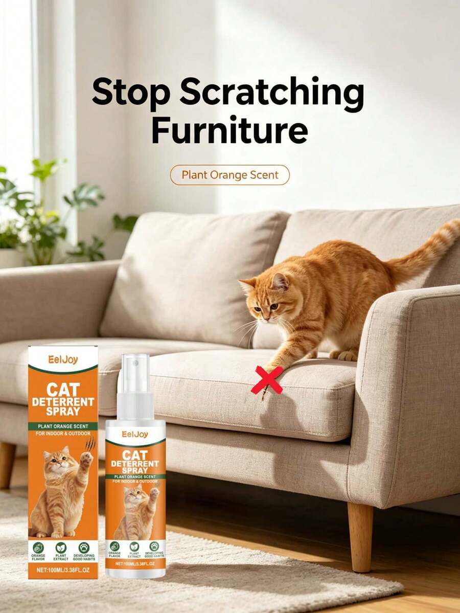 Cat Protection Spray, Gentle Soothing Stress Relief Behavior Guidance Furniture Protection, Suitable For Multi-Pet Households - 100ml - View 1