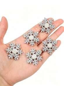 10pcs Christmas Rhinestone Snowflake Hair Clips, Girls Autumn/Winter Side Bangs Clips, Loose Hair Clips, Premium Hair Accessories - Multicolor - View 6