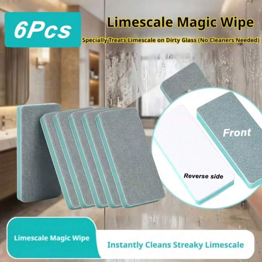 6Pcs/3pcs/1pc Glass Limescale Magic Scrub Cleaning Brush, Household Bathroom Mirror Shower Room Tile Powerful Limescale Water Stain Water Mark Removal Tool, Multi-Functional Window Glass Cleaning Tool - Multiple Styles - View 1