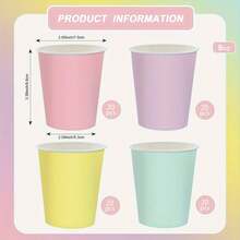 10/20/40pcs Macaron Color Palette Rainbow Solid Color 9oz Disposable Paper Cups, Soft Pink, Lavender Purple, Mint Green, Yellow Drinking Cups, Suitable For Baptism, Gender Reveal And Newborn Welcome Party Table Decor - View 20