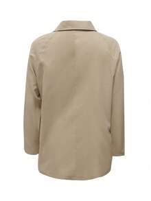 Women's Casual Beige Woven Fabric Regular Long Sleeve Jacket, Suitable For Autumn Daily Wear - Apricot - View 6