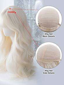 alicegarden 28-Inch Long Synthetic Wig Featuring A Natural Wavy Style In A A Stunning Champagne. Designed With Bangs , This False Hairpiece Is Perfect For Ms Daily Party Cosplay Use, Offering A Natural And Natural Durable Wig Gift For Ladies. - Champagne - View 8