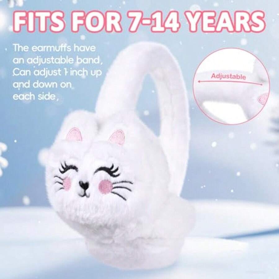 1pc Cute Cat Ear Plush Earmuffs, Women's Winter Warm Accessory - Multicolor - View 1
