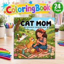 Mama Cat3: 24-Page Creative Coloring Book For Teens, DIY Doodle, Suitable For Birthday, Anniversary, Valentine's Day, Halloween Gifts, Back To School And Stationery - Cat Mom 3 - View 10