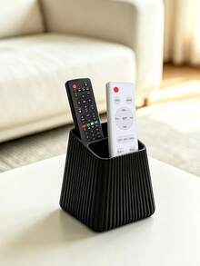 1pc Vertical Stripe Dual-Compartment Remote Control Storage Box, Remote Control Holder, Living Room/Bedroom/Coffee Table/Study Storage Box, Decorative Storage Rack, Home Essential, Living Room/Bedroom Decorative Storage Must-Have, Best Choice For Housewarming Gift - Multicolor - View 7