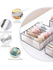3pcs Wardrobe Storage Organizer Boxes, Bra Drawer Organizer - Divided Storage, Neat And Organized, Suitable For Bras, Socks, Underwear, Space-Saving Closet Storage (6-Slot Design) - White - View 4