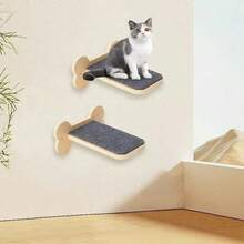Wooden Cat Climbing Wall-Mounted Ladder Shelf, Solid Wood Cat Stairs, Home Cat Wall Toy Pet Ladder - Multicolor - View 4