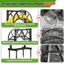 108cm Iron Garden Hose Holder With Storage Basket And 4-Point Anchor Base, Black Outdoor Organizer For Up To 150FT Hoses - A - View 5
