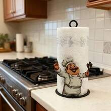 Cute Chef Design Paper Towel Holder | Suitable For Daily Use Cute Chef Design Paper Towel Holder - No Drilling Required, Surface Mount, Holiday Decoration, Suitable For Kitchen, Bathroom And Party, Perfect For Holiday Celebration, Mother's Day Gift Decoration - Multicolor - View 6