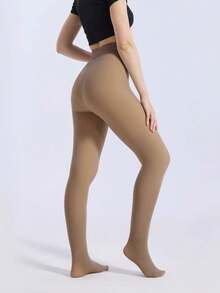 1 Pair Thickened Warm Tights, High Elasticity Semi-Transparent High Waist Design, Suitable For Autumn/Winter, Comfortable And Warm - Multicolor - View 24