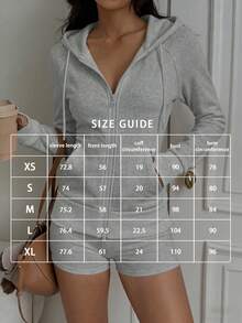 Women's Casual Minimalist Slim Fit Zip-Up Sweatshirt With Drawstring Pockets, All Seasons Spring Summer Autumn Winter Fall Sports - Grey - View 3