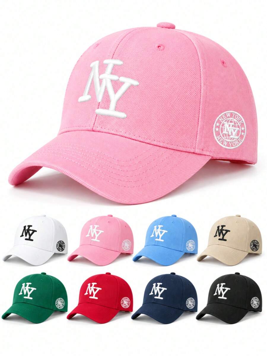 1pc Women's New York Letter Embroidered Baseball Cap, Fashion Casual Hat For Spring/Autumn Travel, Beach, Vacation - Multicolor - View 1