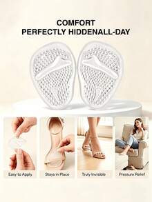 3 Pairs Women's Self-Adhesive Arch Support Forefoot Pads, Anti-Friction, Washable, Adjustable Half-Size Insoles For High Heels, Sneakers And Loafers - Multicolor - View 4