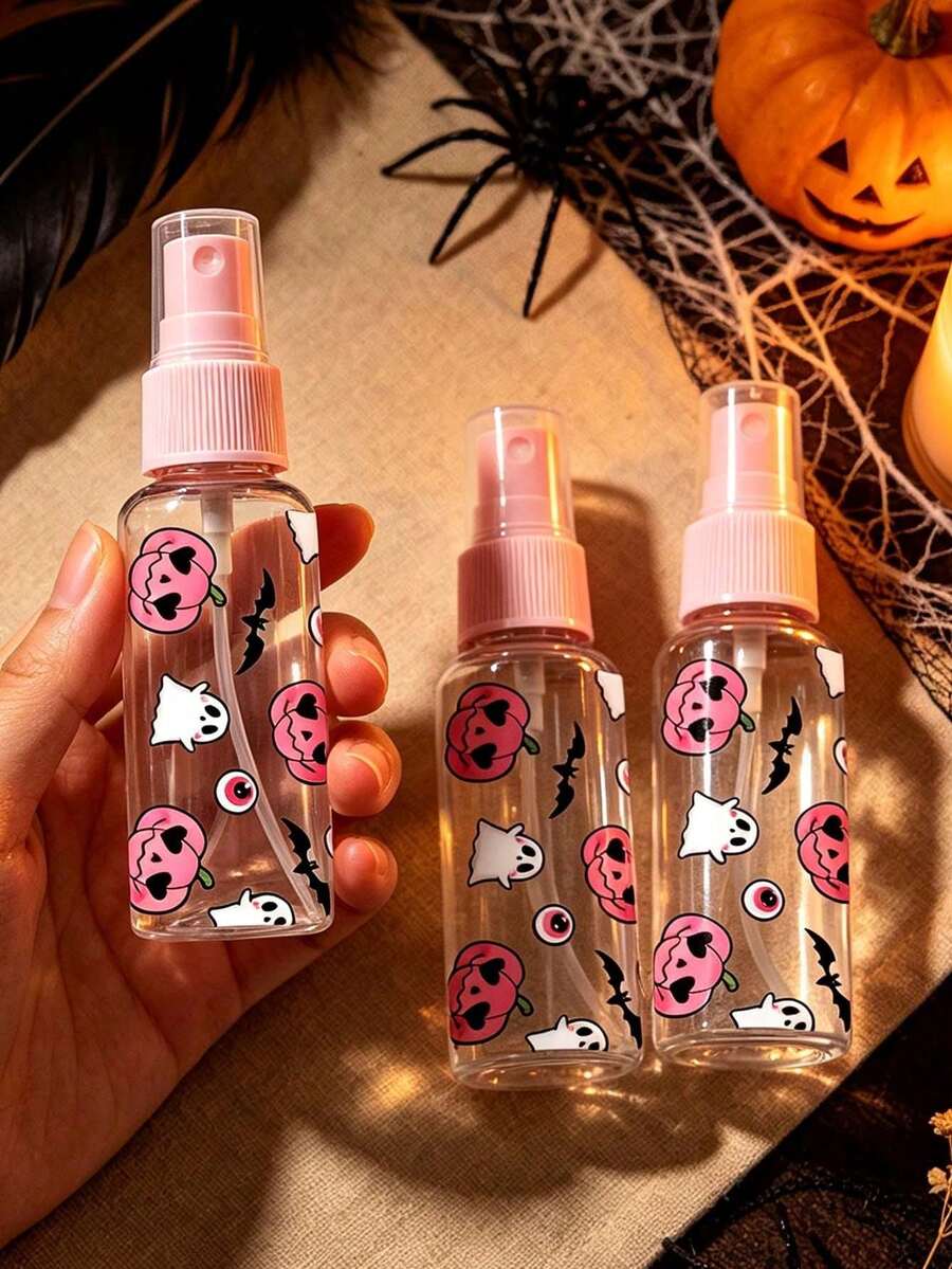南瓜幽靈圖案透明噴霧瓶,萬聖節禮物用香水可補充瓶,多功能細霧噴霧瓶,便攜分裝瓶容器,旅行必需品,適用於化妝水、香水、卸妝水,適合女性、學生與男性的禮物 - 彩色 - 查看 1