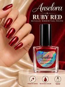 Anselora 12ml Kutek Kuku Merah Delima Metalik, Kutek Cair Kilap Tinggi Cepat Kering, Mudah Diaplikasikan, Hasil Akhir Metalik Tahan Lama, Manikur DIY, Cocok untuk Penggunaan Sehari-hari dan Pesta Wanita - Merah - View 1