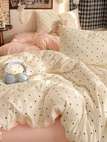 Pink American Retro Style 3-Piece Duvet Cover Set, Soft And Comfortable Bedroom Bedding, Breathable Soft All-Season Bedding Set Including 1 Duvet Cover, 2 Pillowcases, No Fillings, Suitable For Bedroom, Dorm, Home Use, Multiple Size Options - Pink - View 4