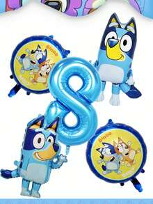 MASSDI Create A Vibrant Themed Party Decor With This All-Around Cartoon Dog Family Balloon Decoration Set, Including 1 Shiny Metallic Blue Number Foil Balloon To Mark Milestone Age - Multiple Styles - View 18