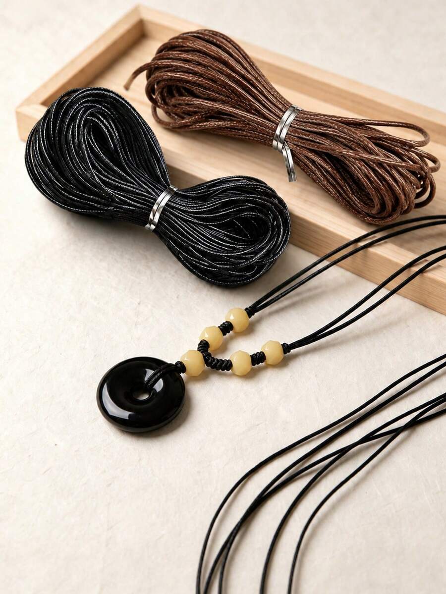 Hand-Woven Wax Cord, Non-Stretch Synthetic Leather Beaded Rope, Suitable For Beaded Bracelets, Keychains, Pendants, Tassel Crafts And DIY Jewelry Making, Also Can Be Used As Sweater Chain Hanging Rope; Suitable For Christmas, Thanksgiving Handmade Crafts.