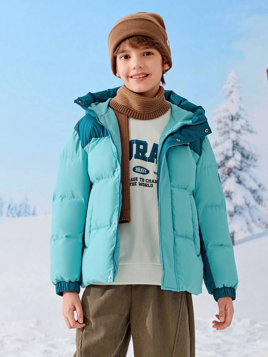 Balabala Kids Thick Padded Coat Warm Soft Outerwear Loose Jacket For Boys Girls Winter Daily Outfit - Blue Tint - View 1