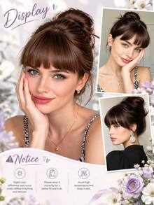 5 Inch Straight Bangs Hair Extension, With BB Clip, Heat-Resistant Synthetic Fiber Clip-In Bangs, No Sideburns, Natural Straight Front Bangs, Suitable For Women's Daily, Holiday And Wedding Wear - Multicolor - View 5