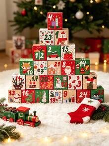 24/12/1pc Christmas Gift Box DIY Advent Calendar Box 2027 Edition, 24-Day Countdown Calendar Gift, Adult Christmas Cardboard Numbered Box, Customizable Fillable Advent Calendar Box, Christmas Gift Decoration, Christmas Stocking Filler Gift - Multiple Styles - View 9