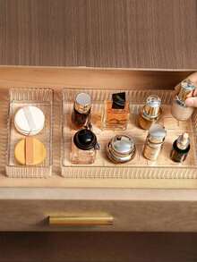 7pcs/1 Transparent Drawer Storage Box, Cosmetic Storage Box, Cosmetic Organizer, Multi-Functional Storage Box, Ideal For Bathroom Vanity Storage, Home Decor Bathroom Accessories, Suitable For Large Capacity Storage Racks, Such As Makeup Brushes, Eyebrow Pencils, School Supplies, Etc., Tray Stand Display Rack, Suitable For Makeup Vanity And Bathroom Countertop, Home Decor - Multicolor - View 8