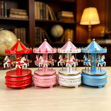 1pc Christmas Rotating Carousel Music Box, Birthday Gift Creative Cake Decoration - Merry-go-round - View 3