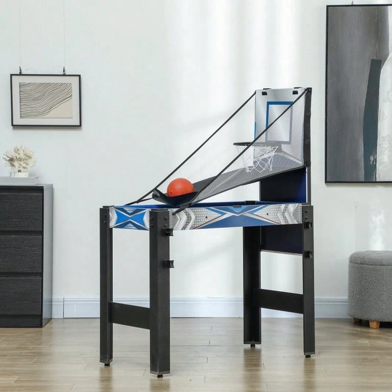 5-In-1 Game Table, Billiards, Table Tennis, Hockey, Basketball, Archery, Accessories Included, MDF, Plastic, Blue - Black + Blue - View 1