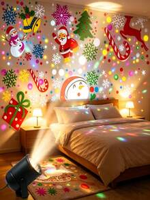 Christmas-Themed LED Projection Light With Dynamic Rotating Multi-Pattern Light And Shadow, Multi-Angle Rotation, USB-Powered, Ideal For Holiday Room Decor, Creative Festive Ambiance Decoration Gift For Christmas And New Year - Projector Lamp - View 9