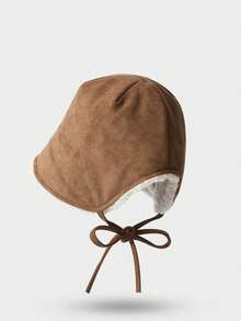1pc New Vintage Versatile Reversible Tie-Up Bucket Hat For Women, Autumn/Winter Outdoor Face-Slimming Warm Ear-Protective Hat - Multicolor - View 13